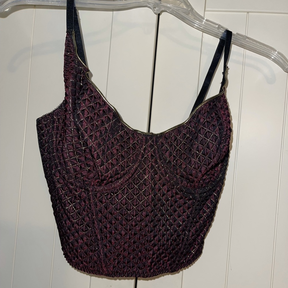 Bustier-corset top textured gold trim Les Delices